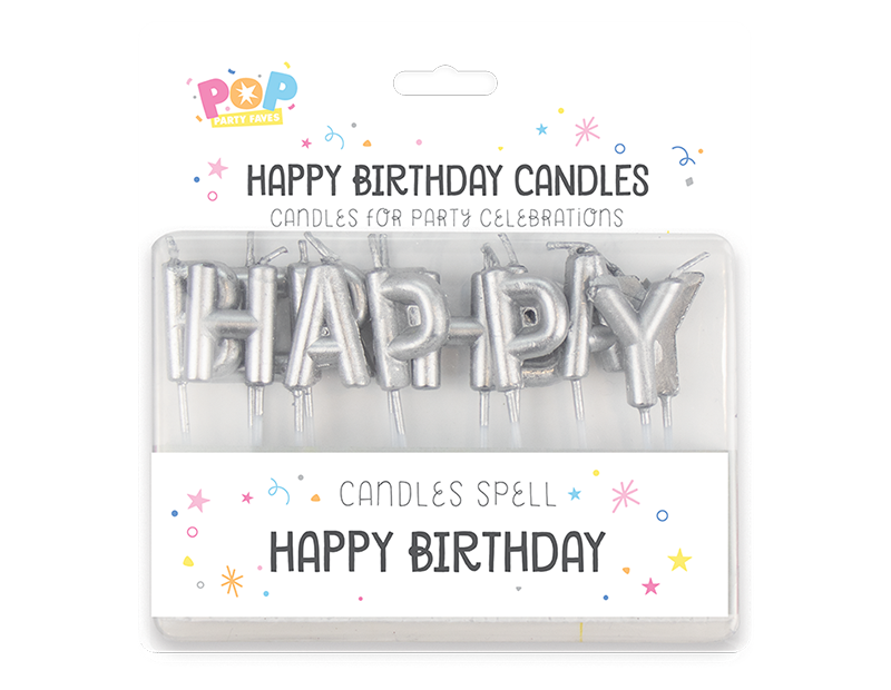 Happy Birthday Candles - Silver