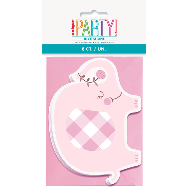 Elephant Baby Shower Invites - Pink