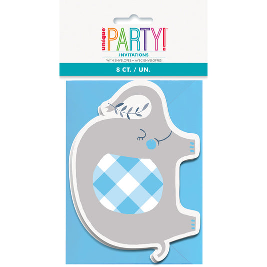 Elephant Baby Shower Invites - Blue