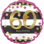 60th Birthday Balloon - Pink & Gold