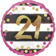 21st Birthday Balloon - Pink & Gold