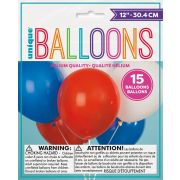 Red, White & Blue Balloons 15pk