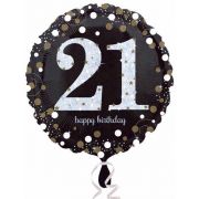 21st Birthday Balloon - Black Dots