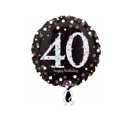 40th Birthday Balloon - Black Dots