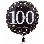 100th Birthday Balloon - Black Dots