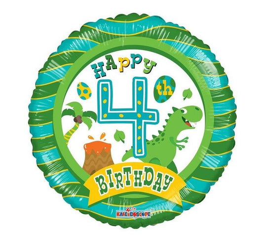 4th Birthday Balloon - Green