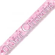 Pink Christening Banner