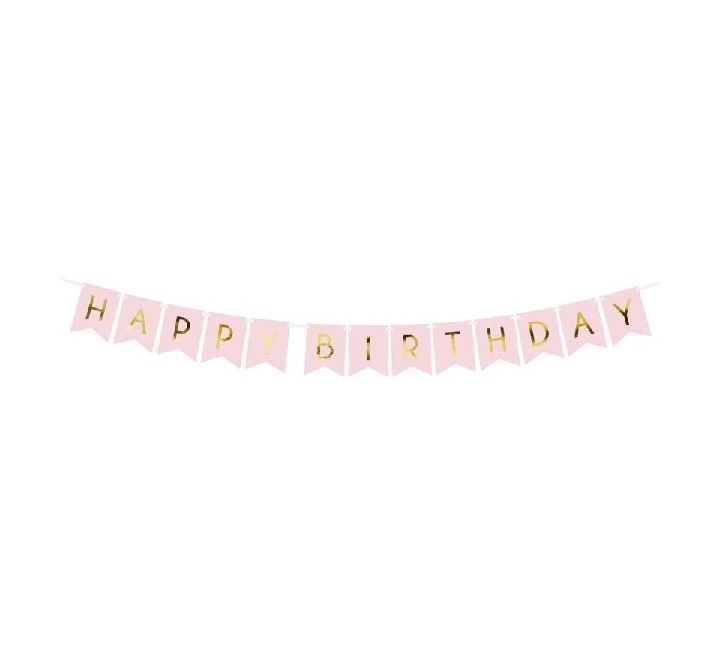 Happy Birthday Flag Banner - Pink