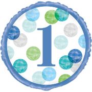 1st Birthday Balloon - Blue Dots