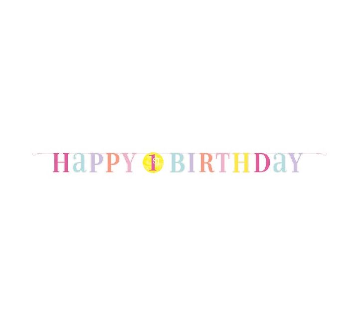 Pink Dots 1st Birthday Banner