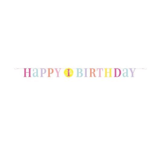 Pink Dots 1st Birthday Banner