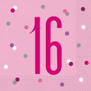 Pink Glitz Napkins 16pk - 16