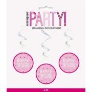 Pink Glitz Hanging Swirls 6pk