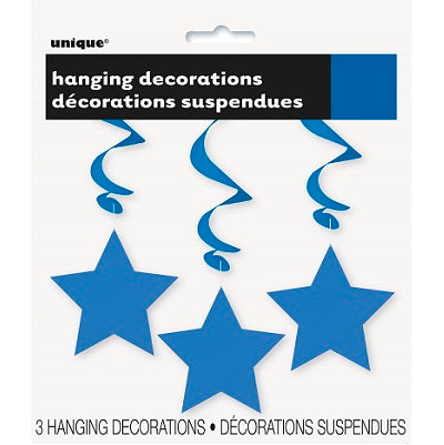 3pk Hanging Stars - Blue