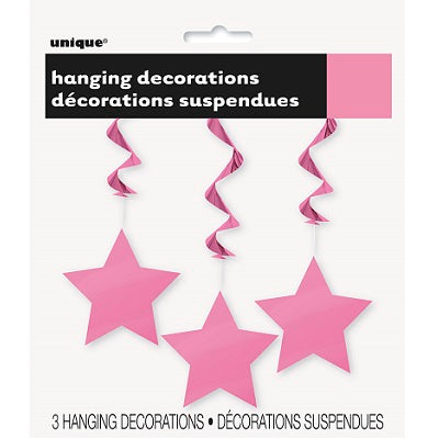 3pk Hanging Stars - Pink