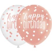 6pk Rose Gold Glitz Birthday Balloons