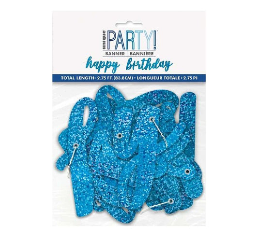 Blue Glitz Birthday Banner