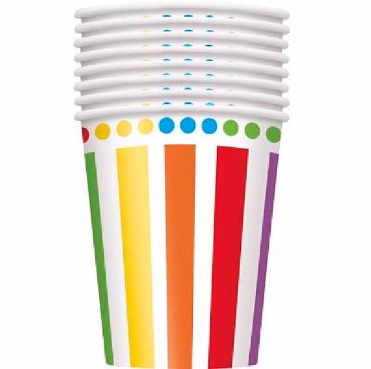 Rainbow Stripes Cups 8pk