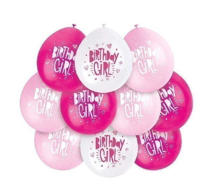 10pk Birthday Girl Balloons