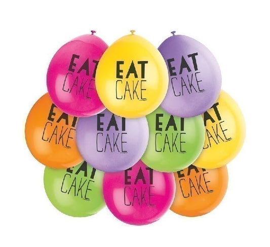 10pk Eat Cake Balloons