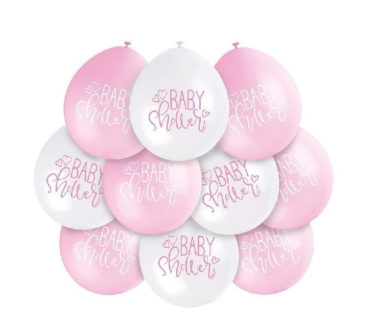 10pk Pink Baby Shower Balloons