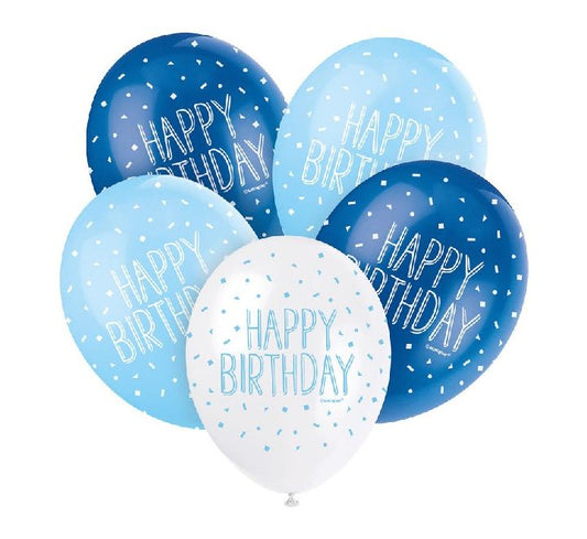 5pk Happy Birthday Balloons - Blue