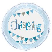 Christening Balloon - Blue Bunting