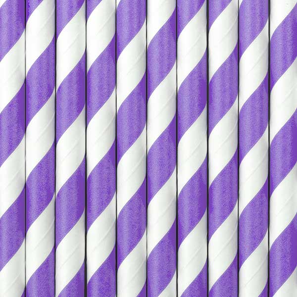 Paper Straws 10pk - Purple Stripes