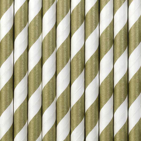 Paper Straws 10pk - Gold Stripes