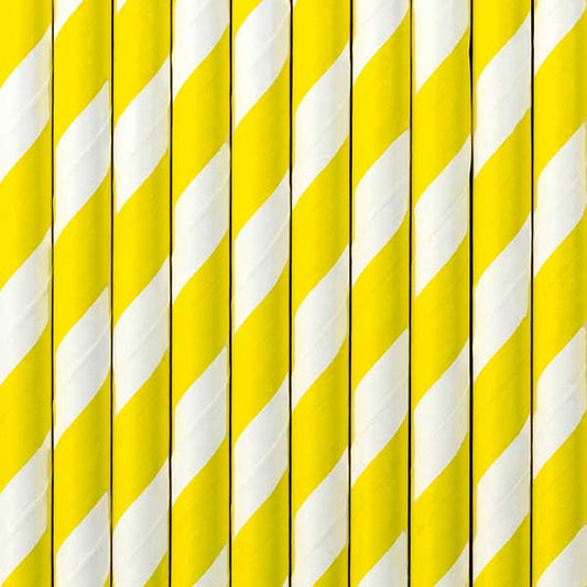 Paper Straws 10pk - Yellow Stripes