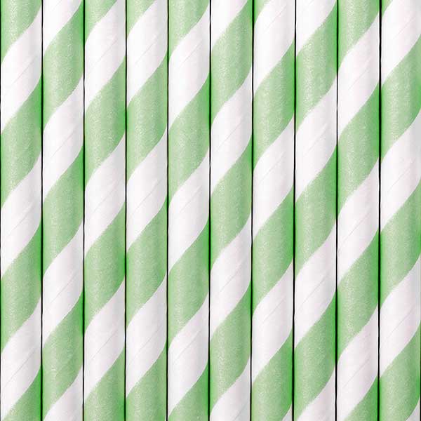 Paper Straws 10pk - Mint Green Stripes