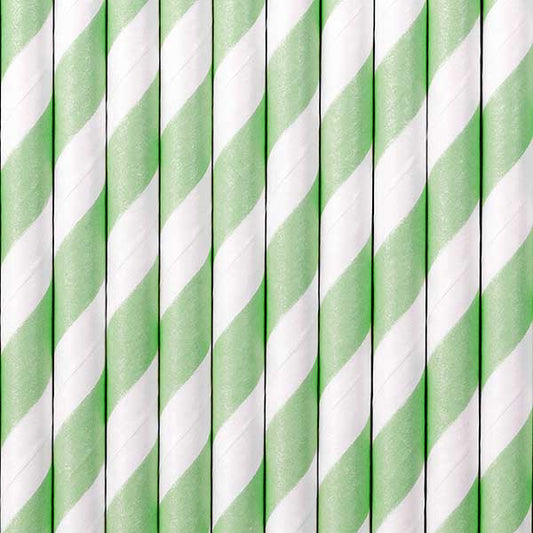 Paper Straws 10pk - Mint Green Stripes