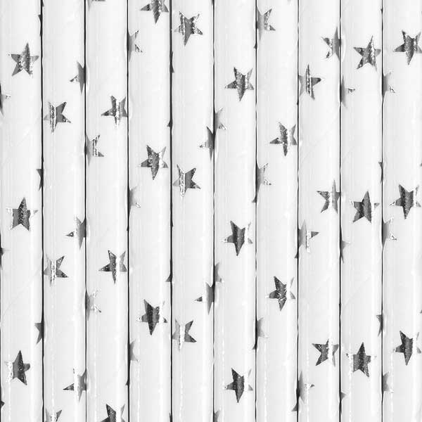 Paper Straws 10pk - Silver Stars