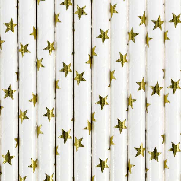 Paper Straws 10pk - Gold Stars