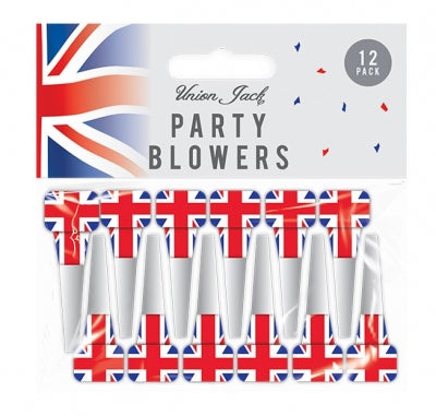 Union Jack Party Blowers 12pk