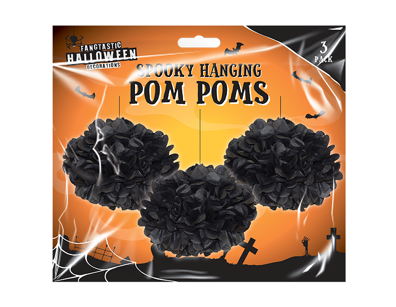 Halloween Pom Poms 3pk