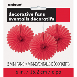 Decorative Fans 3pk - Red